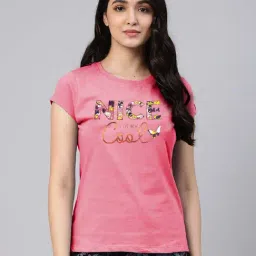 Lyra Pink Cotton Printed T-Shirt-image-12