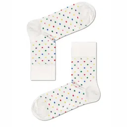 Happy Socks Dot Half Crew White Cotton Printed Socks (41-46)-image-15