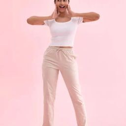 Go Colors! Beige Cotton Lounge Pants-picture-12