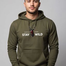 Adro Hustle Hard Stay Wild 320 GSM Fleece Printed Graphic Sweatshirt-picture-5