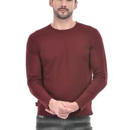 Integriti Wine Regular Fit Textured Crew T-Shirt-3