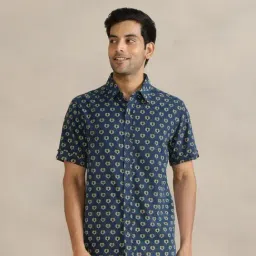 Fabindia Blue Cotton Bagru Printed Shirt-picture-46