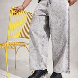 WROGN Men Baggy Mid-Rise Heavy Fade Pure Cotton Jeans-image-70