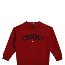 Tommy Hilfiger Boys Red Embroidered Round Neck Sweatshirt-image-1