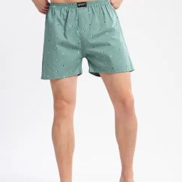Showoff Sea Green Cotton Slim Fit Printed Boxers-image-20