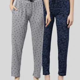 Kryptic Blue & Grey Printed Pyjamas (Pack Of 2)-image-72