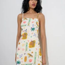 Nuon by Westside Multicolour Printed Linen-Blend Tie-Up Top-15