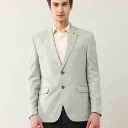 Arrow Green Slim Fit Self Pattern Blazer-image-36