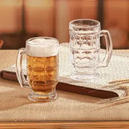 Troveas Clear Oaken Beer Mug - Set of 2 (400 ml)-image-97