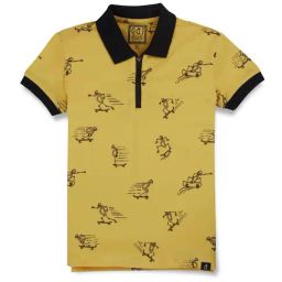 Gini & Jony Kids Yellow & Black Printed Polo T-Shirt-image-37