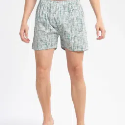 Showoff Green Cotton Slim Fit Printed Boxers-image-78