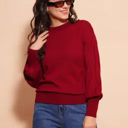 Globus Maroon Cotton Regular Fit Pullover-picture-19