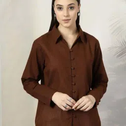 Melon By plusS Brown Cotton Plain Shirt-picture-24
