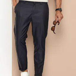 encore by INVICTUS Men Textured Trousers-image-61