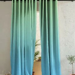 SPACES DRAPE STORY Elegent Self Blue & Green Polyester 7 ft Door Curtains - Set of 2-image-49