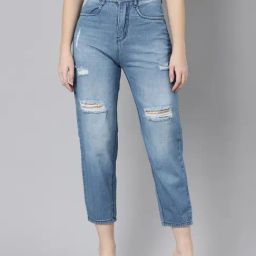 ZHEIA Blue Cotton Distressed Jeans-picture-48