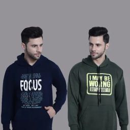 Vimal Jonney Navy & Olive Regular Fit Printed Hooded Sweatshirt - Pack of 2-picture-12