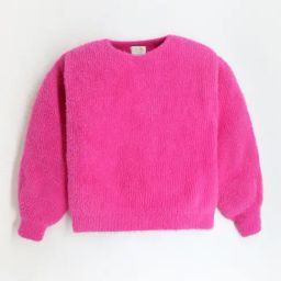 Cherry Crumble By Nitt Hyman Kids Pink Solid Full Sleeves Sweater-image-29