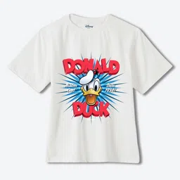 YK Disney Boys Donald Duck Graphic Printed Round Neck Cotton Oversized T-shirt-image-88