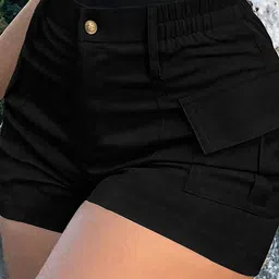 Stylecast X Slyck Solid Pattern High-Rise Regular Fit Shorts image 3