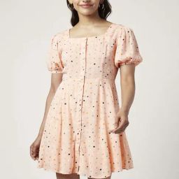 People by Pantaloons Pink Printed A-Line Dress-picture-39