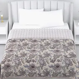 Living Roots Floral White & Brown 210 TC Cotton Queen Dohar-image-17