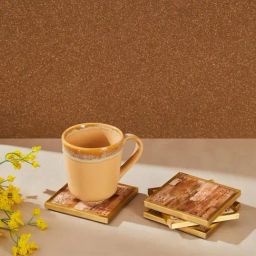 Fabindia Home Avni Beige Horn Coaster, 4 Pieces-image-4