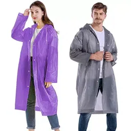 Allextreme EVA Material Purple & Grey Hooded Raincoat for Unisex-Adult Free Size, EXRC-PG1 (Pack of 2)-44