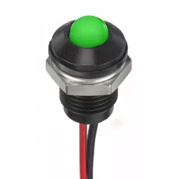 RS PRO Green Panel Mount Indicator 24V DC, Mounting Hole Size 8 mm, Termination Type Lead Wires, IP Rating IP67, Model No 1329139-47