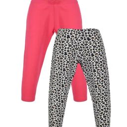 Plum Tree Kids Pink & White Solid Leggings (Pack Of 2)-image-55