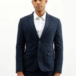 United Colors of Benetton Navy Regular Fit Blazer-image-11