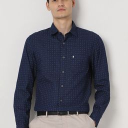 Peter England Micro Ditsy Printed Spread Collar Slim Fit Pure Cotton Shirt-image-43
