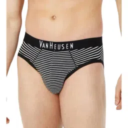 Van Heusen Black Cotton Striped Briefs-11
