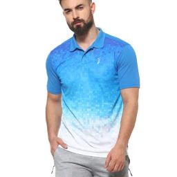 Campus Sutra Turquoise & White Regular Fit Polo T-shirt-image-31