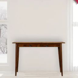 Artisan Furniture Chestnut Nordic Style Brown Wood Writing Desk with 2 Drawers-46