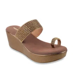 Mochi Women's Antique Gold Toe Ring Wedges-image-43