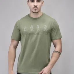 Woods Olive Cotton Regular Fit Printed T-Shirt-picture-41
