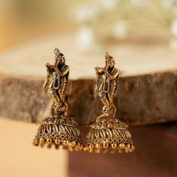 Rukhmani Gold Plated Dome Shaped Jhumkas-image-82