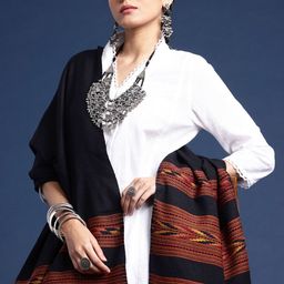 Taavi Women Geometric Woven Design Kullu Shawl-29