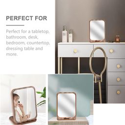 victor mirrors Wood Vanity Makeup Mirror With Natural Bamboo Stand, 5.5 X 7.5 Inch Table, Portable Countertop for Bathroom Shaving - Medium Rectangular, Tabletop image 4