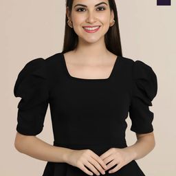 Mast & Harbour Women Pack of 2 Square Neck Puff Sleeves Peplum Top-image-119