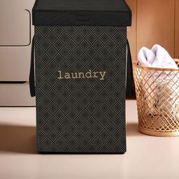 Aura Black & Beige Printed Foldable Laundry Bags With Lid & Handles - 75 L-19