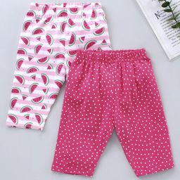 Babyhug Three Fourth Length Lycra Leggings Pack of 2 - Pink-image-117