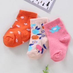 Cute Walk by Babyhug Ankle Length Anti-Bacterial Socks Multi Pattern Pack Of 3 - Multicolor-95