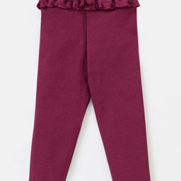 Babyhug Cotton Lycra Full length Solid Color Legging - Red-image-13