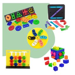 BitFeex Geometrics Alphabet Puzzle Round Rotating Puzzle Watch Montessori Slide Puzzle Shape Sorting Cube Activity Toys For Kids Pack Of 5 - Multicolour-13