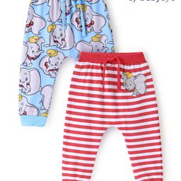 Babyoye Disney Single Jersey Knit Full Length  Diaper Leggings with Striped & Dumbo Graphics Pack of 2 - Red & Blue-image-68
