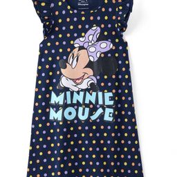 Honeyhap Disney Single Jersey Knit Frill Sleeves Nighty with Minnie Mouse Graphics - Navy Blue-image-49