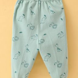 Pink Rabbit Interlock Knit Full Length Lounge Pant with Animal Print - Turquoise-image-69