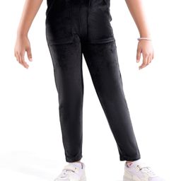 Honeyhap Premium Velour Knit Full Length Bio Finish Solid Leggings - Black-image-61